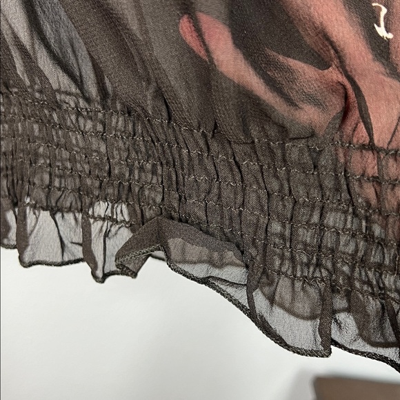 Desigual Sheer Black Pink Green Graphic Popover Long Sleeve Blouse Medium - Picture 5 of 9